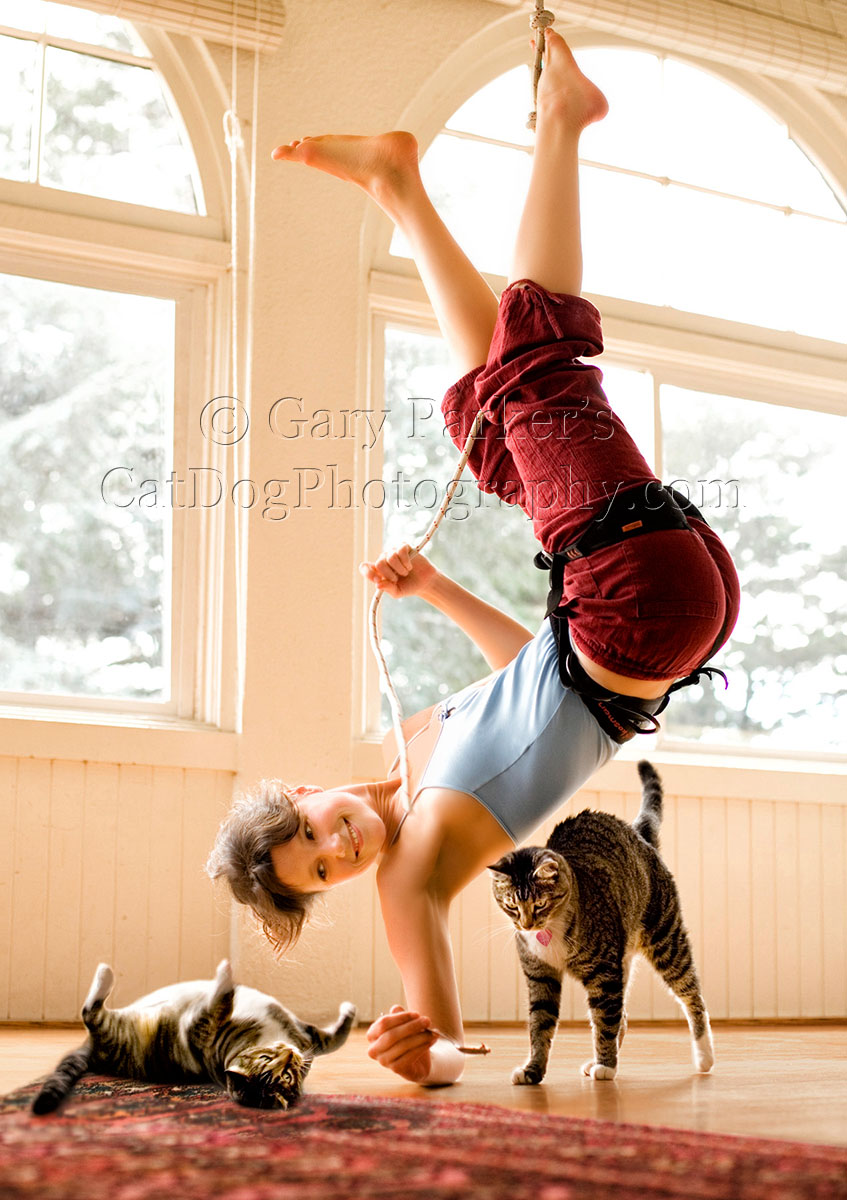 CLIMBER HANGING OUT WITH HER CATS...