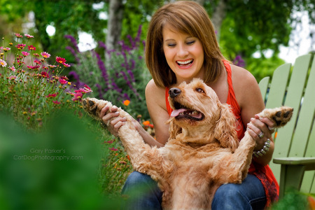 DHARMA, A GOLDEN DOODLE, MEDITATES DURING A WEBSITE SHOOT FOR SARA, HER HUMAN...